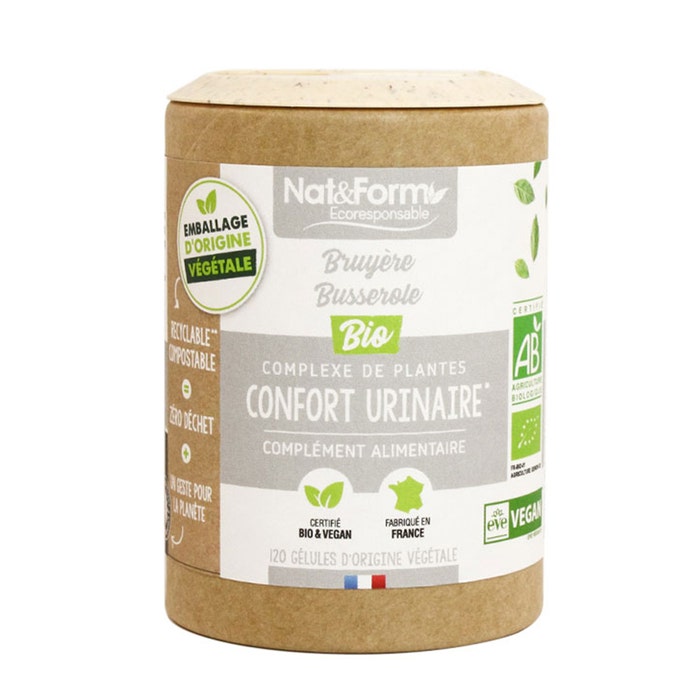 Nat&Form Confort Urinaire - Bruyere/Busserole Bio Eco 120 gélules végétales