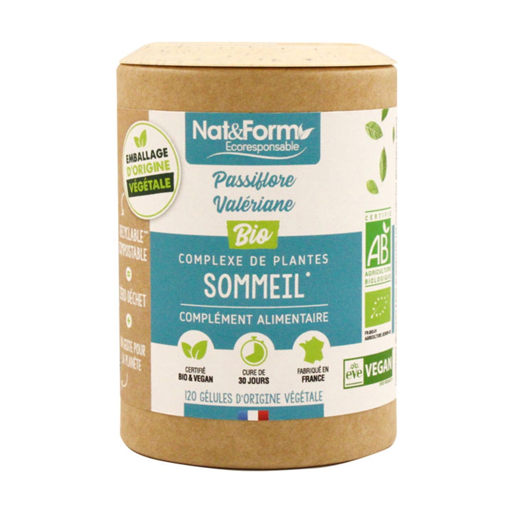 Nat&Form Sommeil - Passiflore/Valeriane Bio 120 gélules végétales