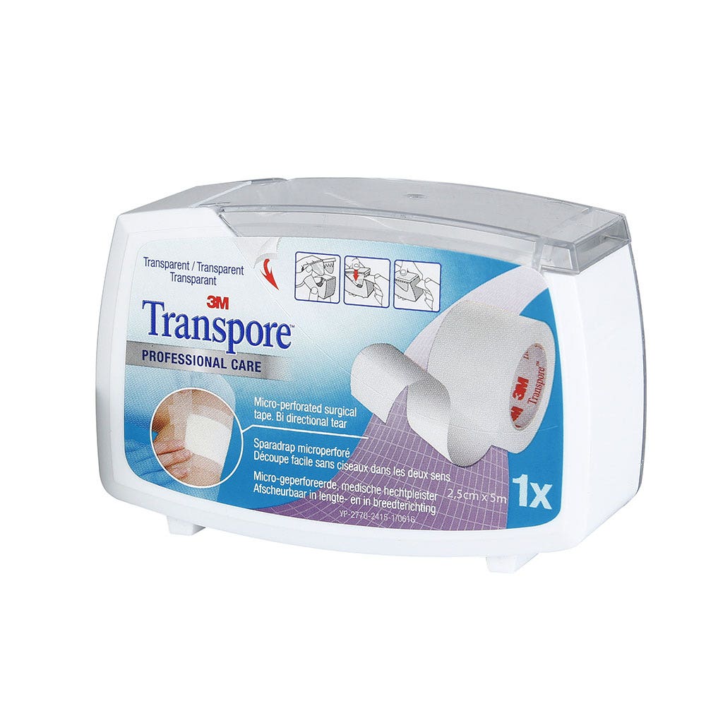3M Transpore Sparadrap Microperfore Transparent Découpe facile 2,5cmx5m