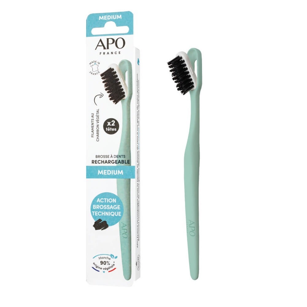 APO France Brosse a dent rechargeable Medium 1 manche + 2 tetes