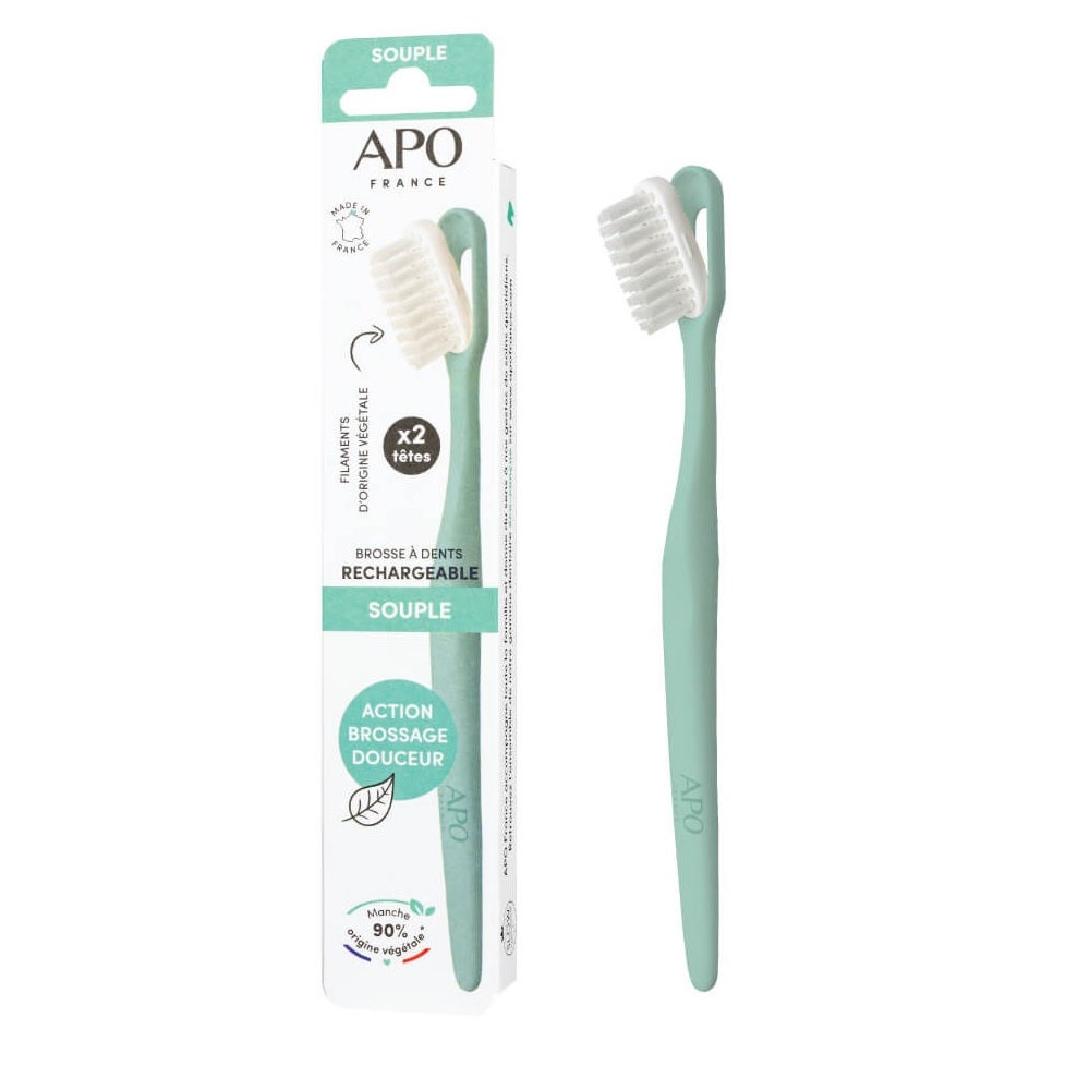 APO France Brosse a dent rechargeable Souple 1 manche + 2 tetes