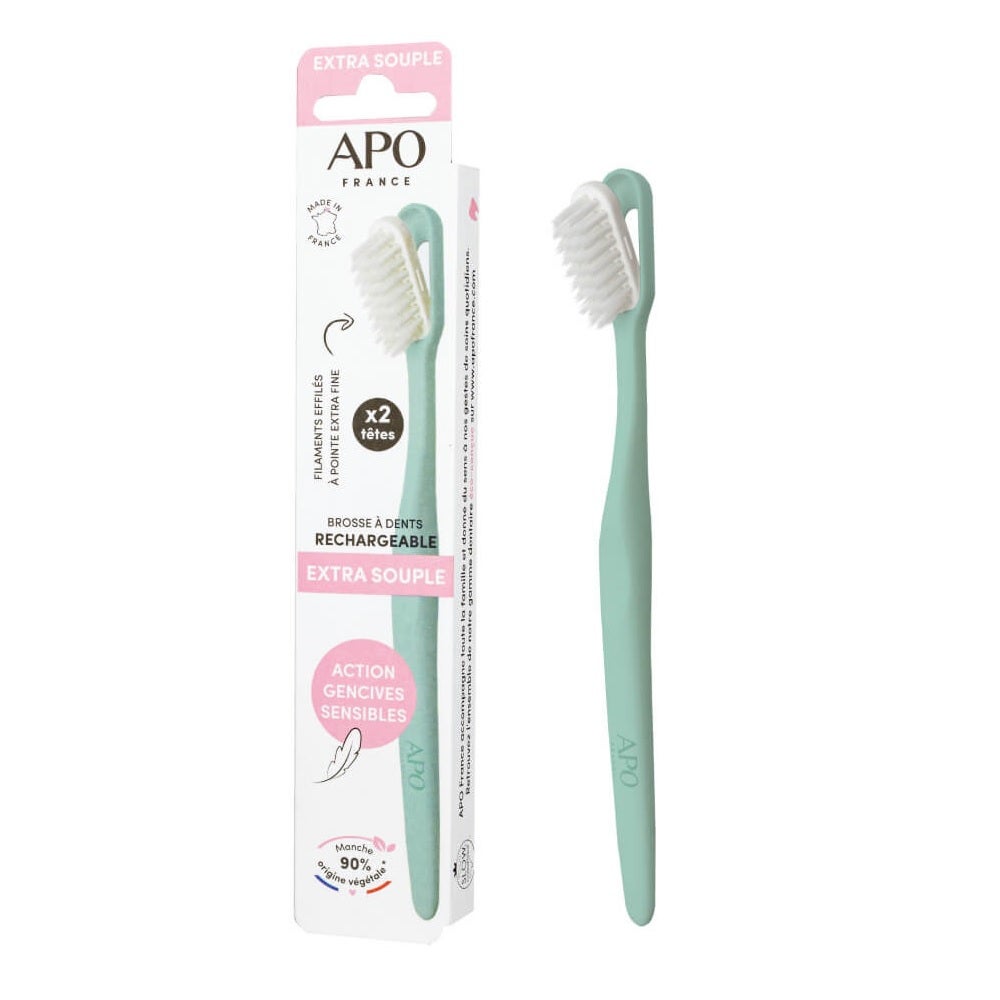 APO France Brosse a dent rechargeable Extra Souple 1 manche + 2 tetes