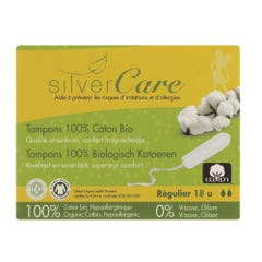 Silver Care Tampons regulier coton bio Sans applicateur x18