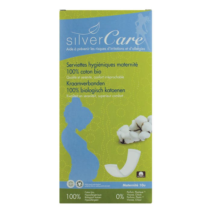 Silver Care Serviettes hygieniques maternite en coton bio x10 ...