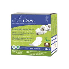Silver Care Serviettes hygieniques nuit en coton bio x10