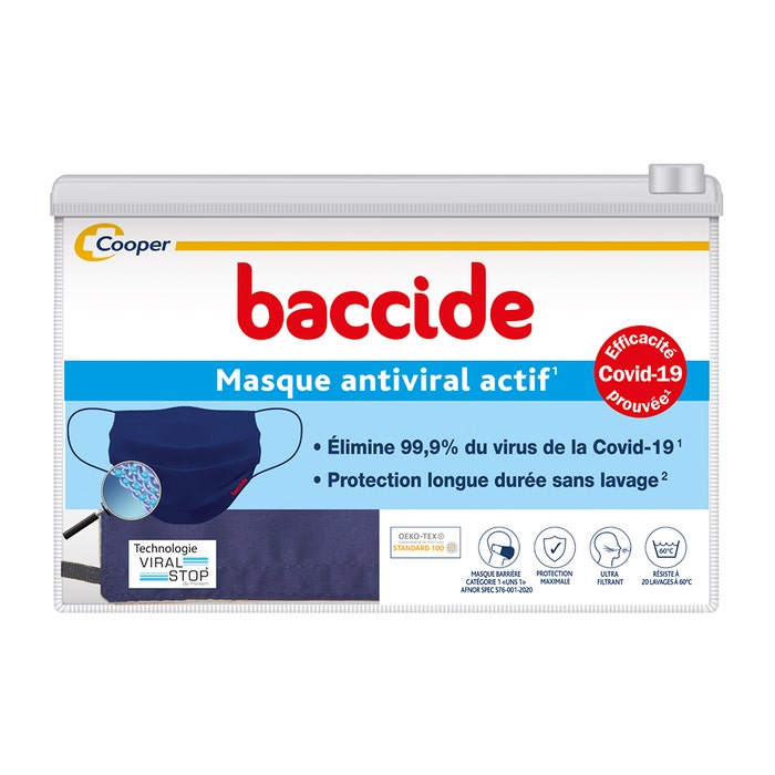 Masque Antiviral Actif barrière UNS1 - AFNOR SPEC S76-001 x1 Baccide