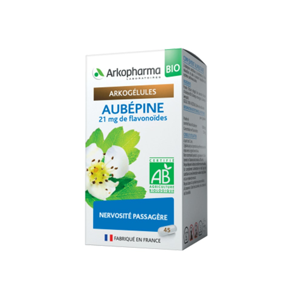 Arkopharma Arkogélules Aubepine 21mg de flavonoïdes - Nervosité Passagère 45 gélules