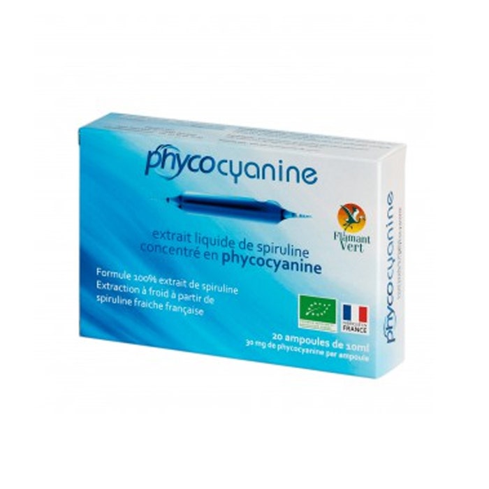 Phycocyanine Extrait Liquide de Spiruline 20 ampoules Flamant Vert