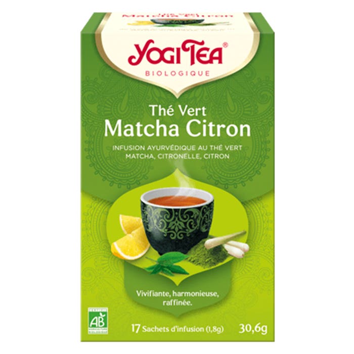Thé Vert Matcha Citron Bio 17 Sachets Yogi Tea