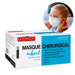 Orgakiddy Masques Chirurgicaux Enfants 3 Plis Marquage CE - Norme EN14683-2019 TYPE IIR X50