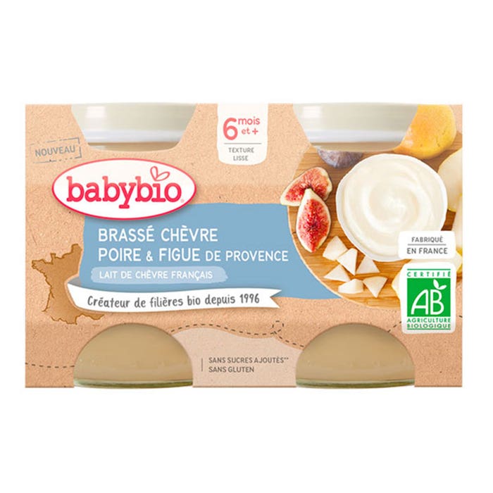 Babybio Desserts Lactés Pots lactés au lait de chevre francais bio 6 mois et plus 2x130g