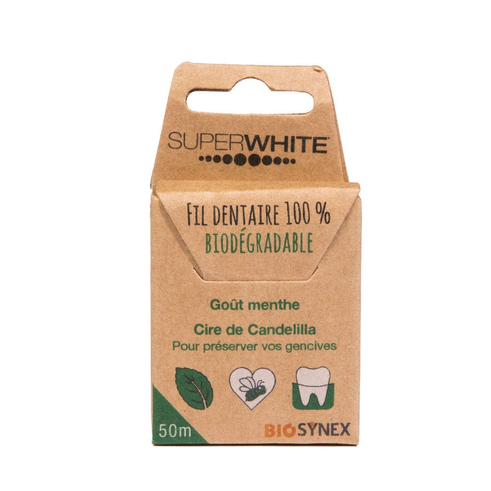 Biosynex Fil dentaire 100% biodégradable Goût menthe 50m
