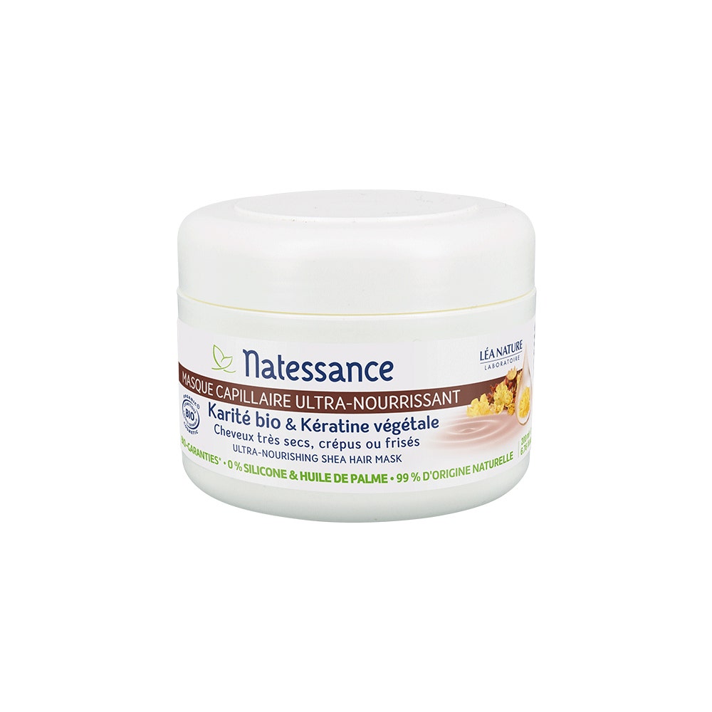Natessance Masque capillaire ultra-nourrissant - Karité Bio & Kératine végétale 200ml