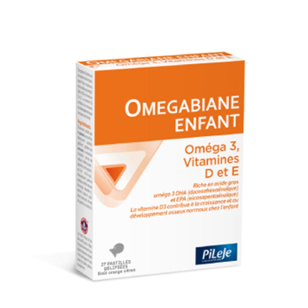Pileje Omegabiane Enfant Omega3, Vitamine D et E 27 Pastilles Gélifiées