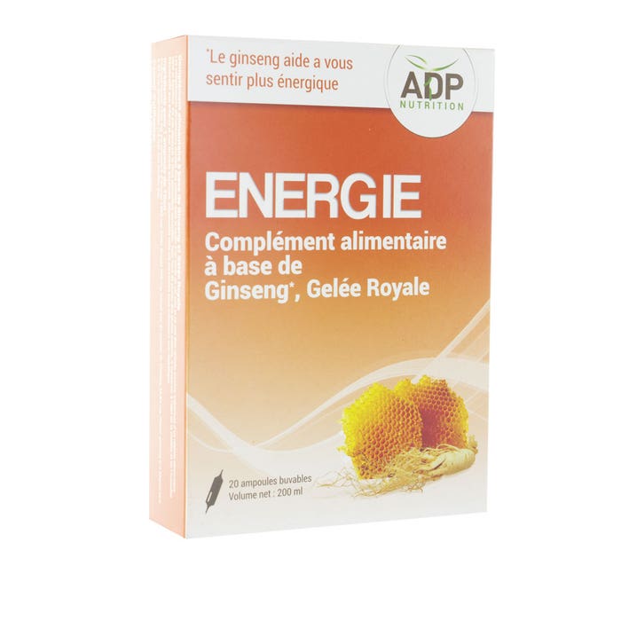 Energie Ginseng, Gelée Royale 20 ampoules Adp Laboratoire