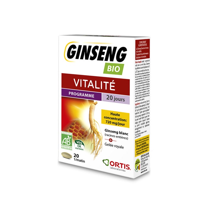 Ginseng Bio Vitalité 20 comprimés Ortis