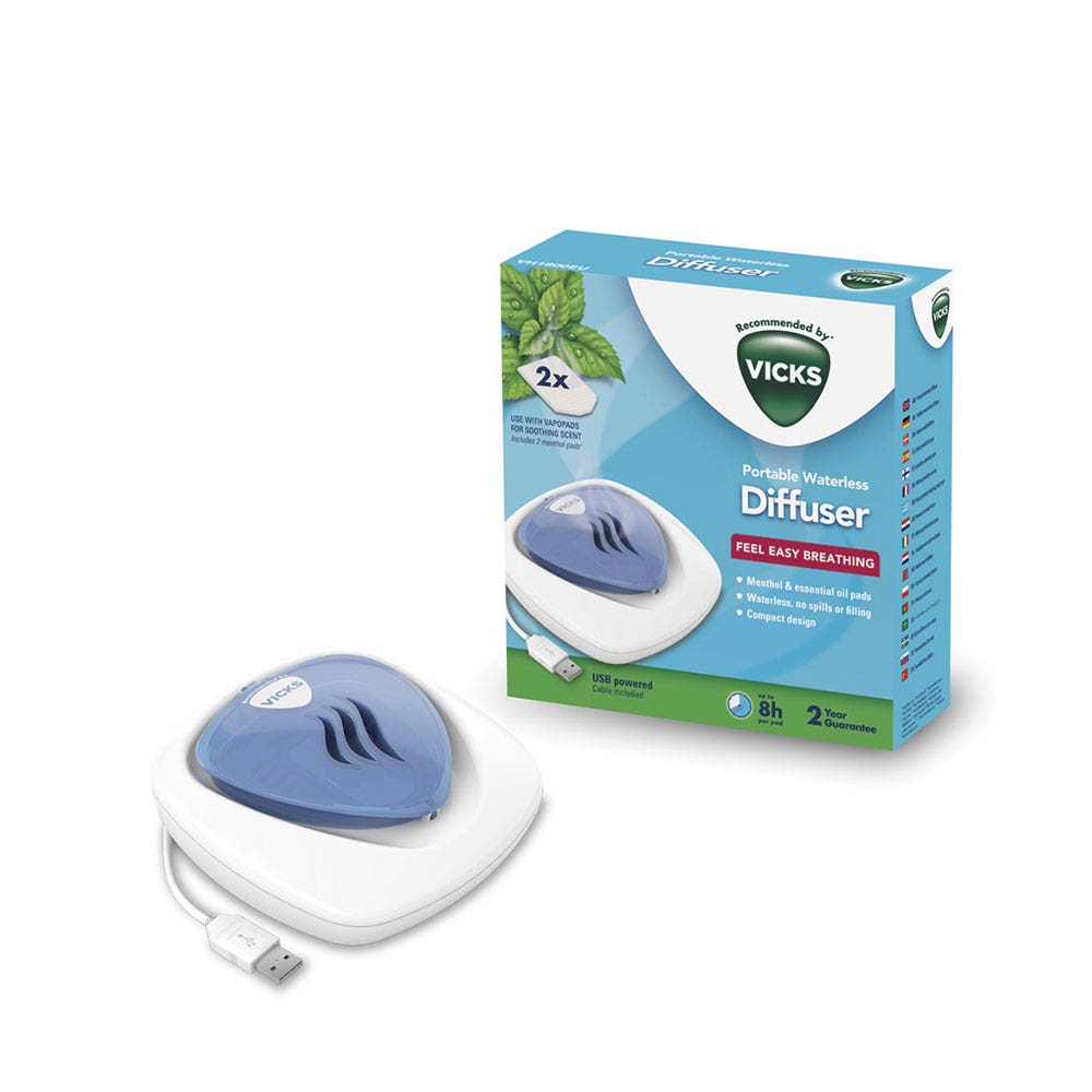 Vicks Diffuseur portable sans eau VH1800 Menthol 2 recharges