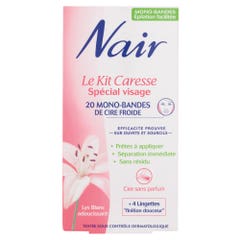 Nair Le Kit Caresse Special Visage 20 mono bandes + 4 lingettes