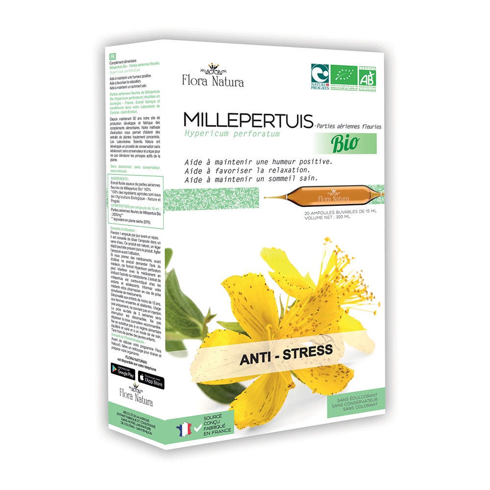 Flora Natura Millepertuis Bio Antistress 20 ampoules Easypara