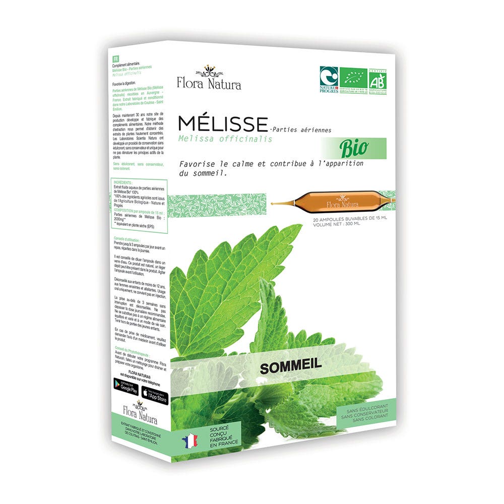 Flora Natura Mélisse Bio Sommeil 20 ampoules