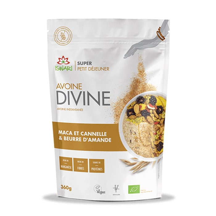 Maca, Cannelle & Beurre damande bio 360g Avoine Divine Iswari