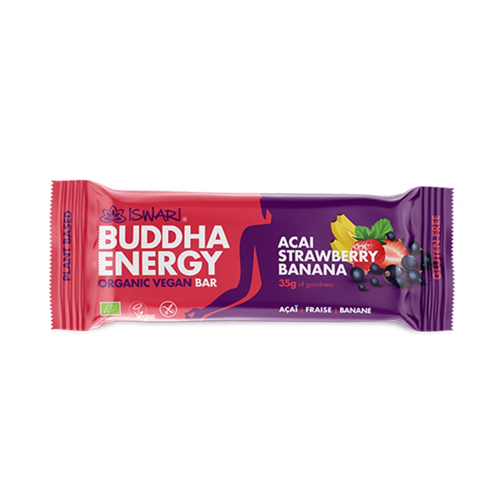 Iswari Barre Enérgétique Bouddha énergie, AçaÏ, Fraise & Banane Bio 35g