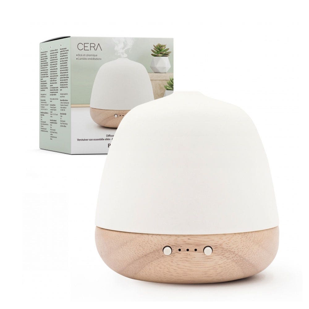Pranarôm Céra Diffuseur Bois et Céramique Avec Lumière Méditation