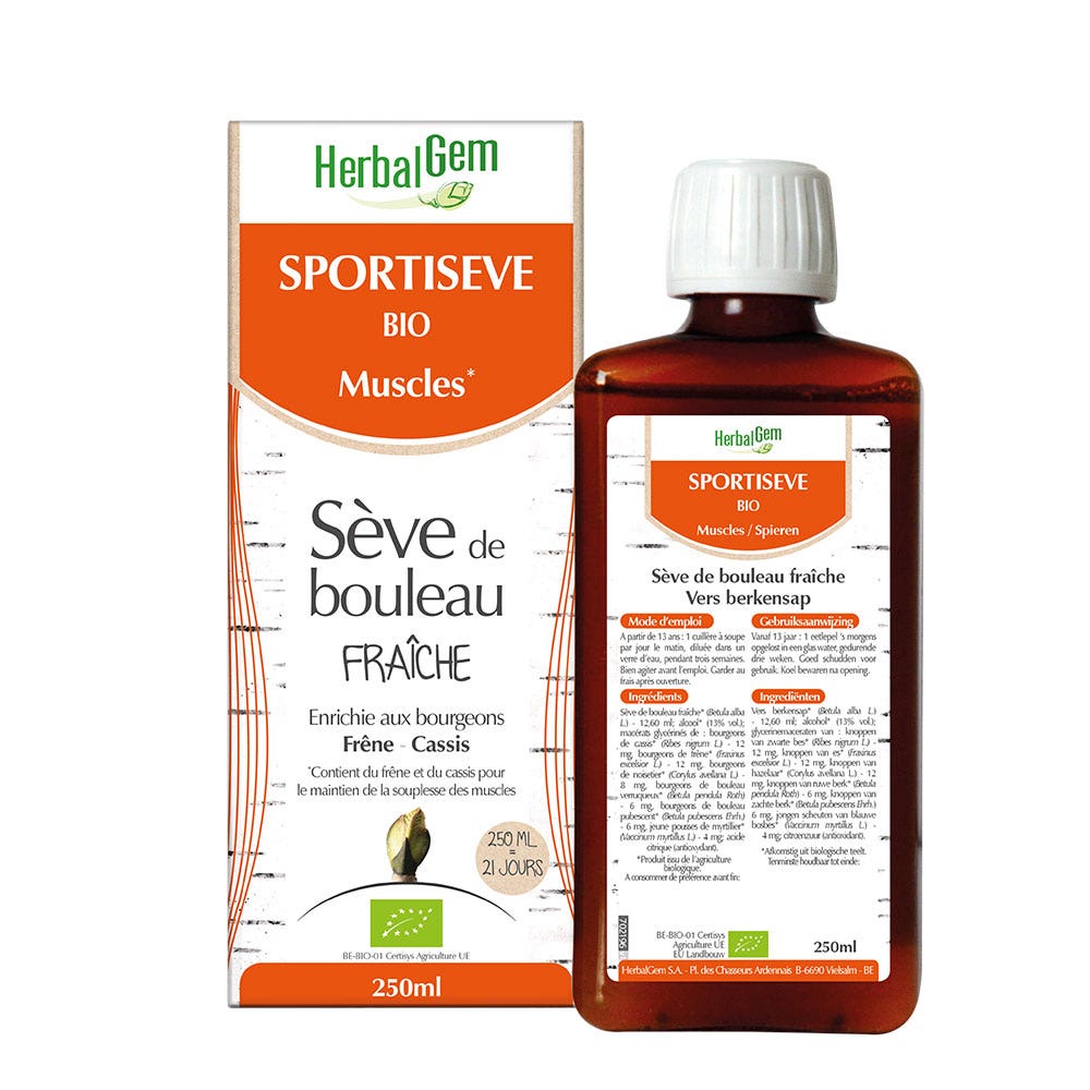 Herbalgem Seve De Bouleau Fraiche Sportiseve Bio Muscles 250ml