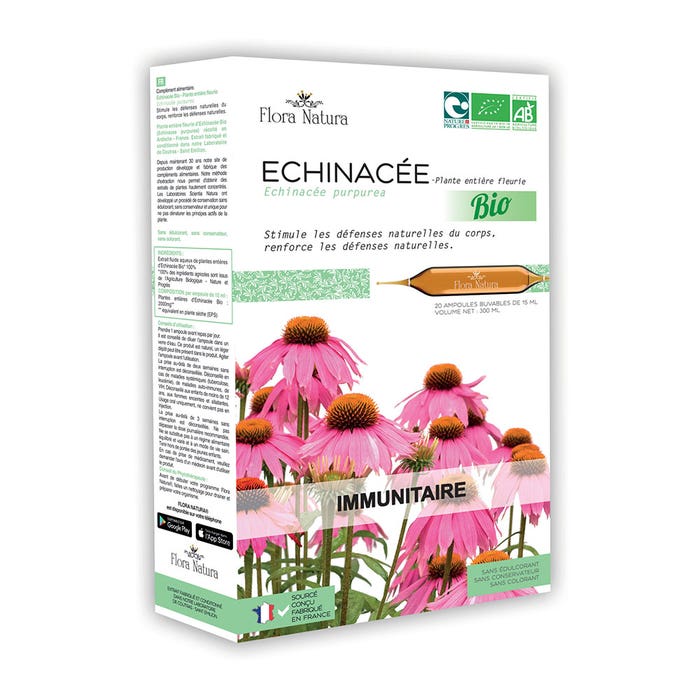 Echinacée Bio 20 ampoules Immunitaire Flora Natura