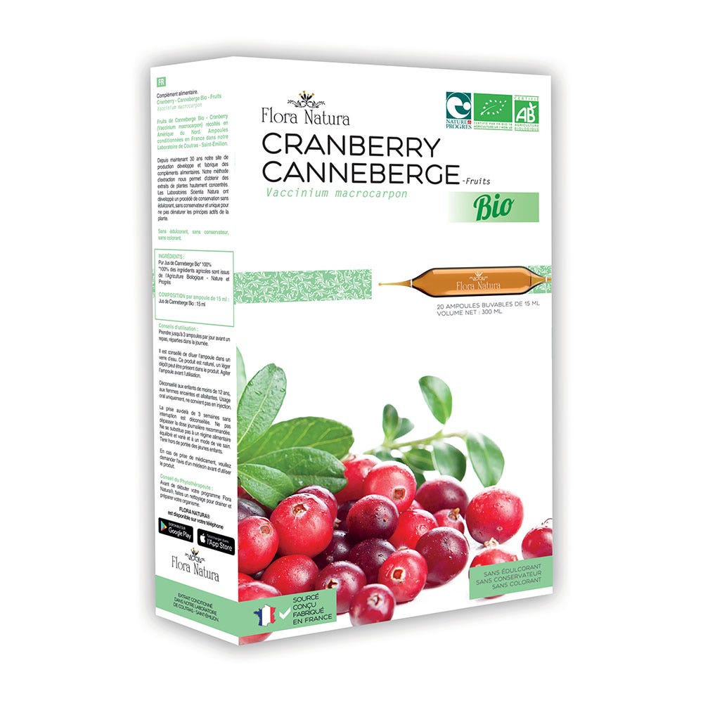 Flora Natura Cranberry Canneberge Bio 20 ampoules