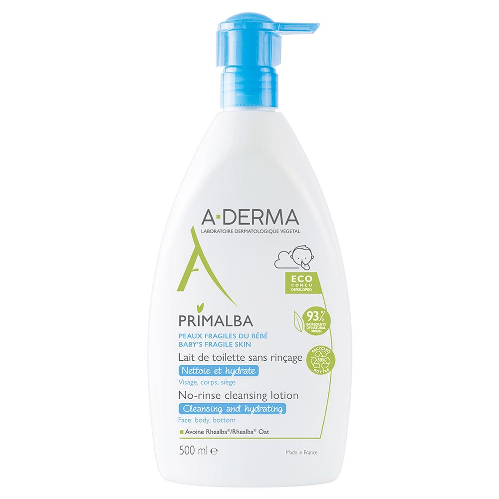 A-Derma Primalba Lait De Toilette Pompe Pack Eco Concu 500ml