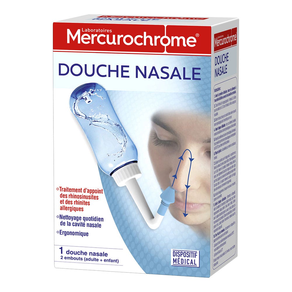 Mercurochrome Douche nasale + 2 embouts interchangeables