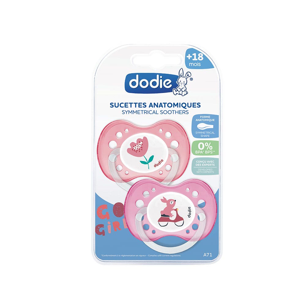 Dodie Sucettes anatomiques Collection Animaux Rigolos 18 mois et plus x2