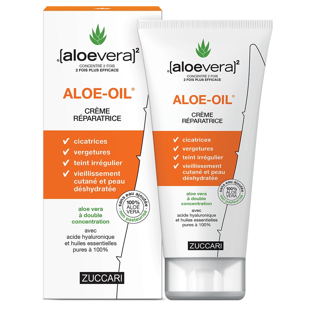 Naturancia [aloevera]2 Zuccari ALOE-OIL Crème réparatrice Aloe vera et Huiles essentielles Acide hyaluronique 150ml