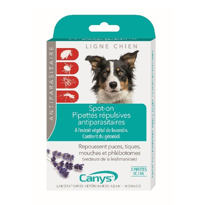 Canys Spot-On Pipettes répulsives antiparasitaires Chien 3x3ml