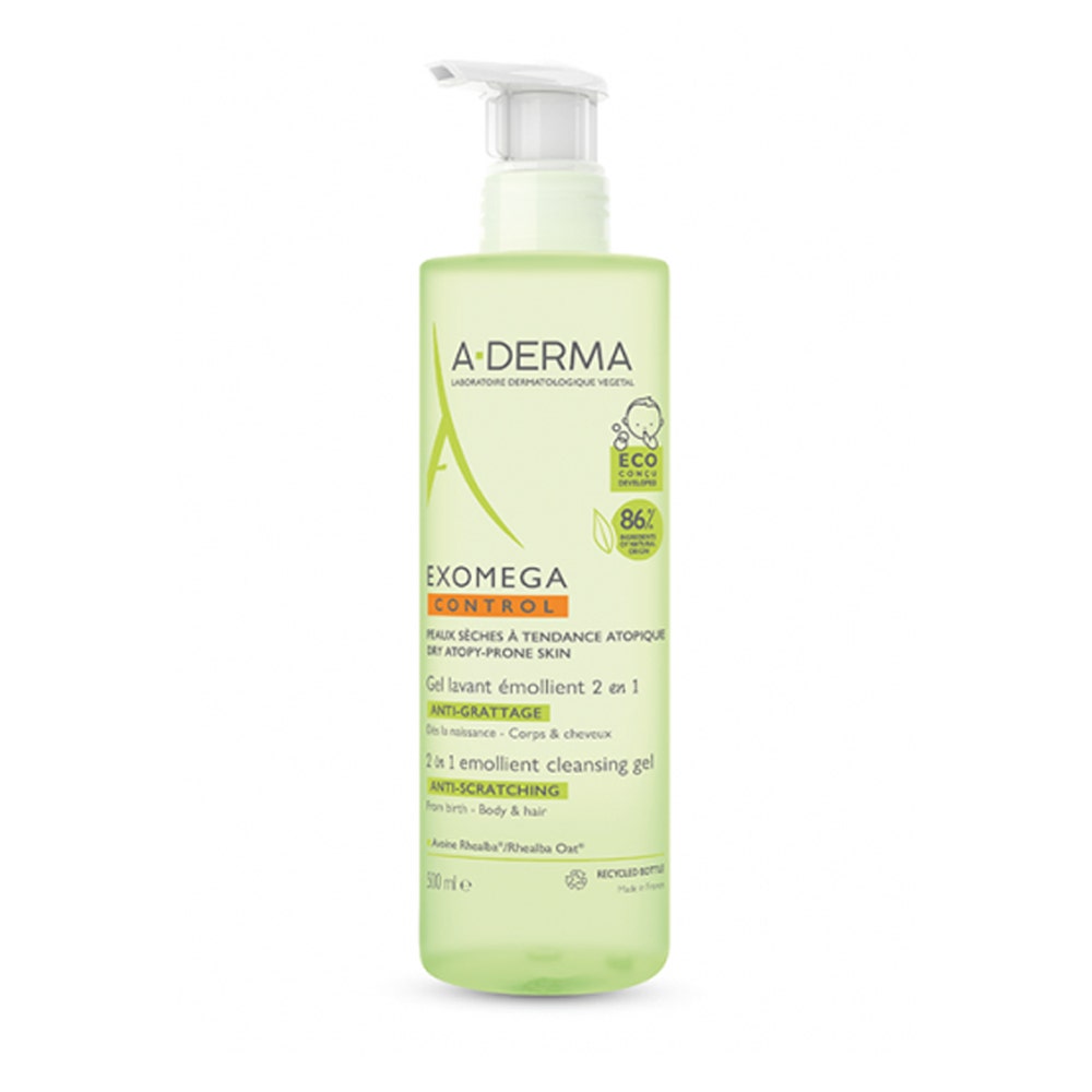 A-Derma Exomega Control Gel Lavant Emollient Corps Et Cheveux 500ml