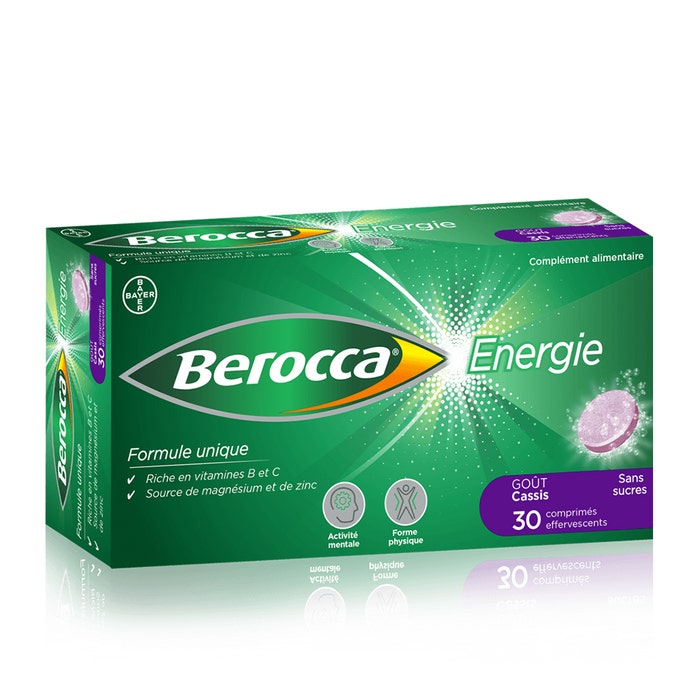 Bayer Berocca Energie goût Cassis 30 comprimés Effervescents