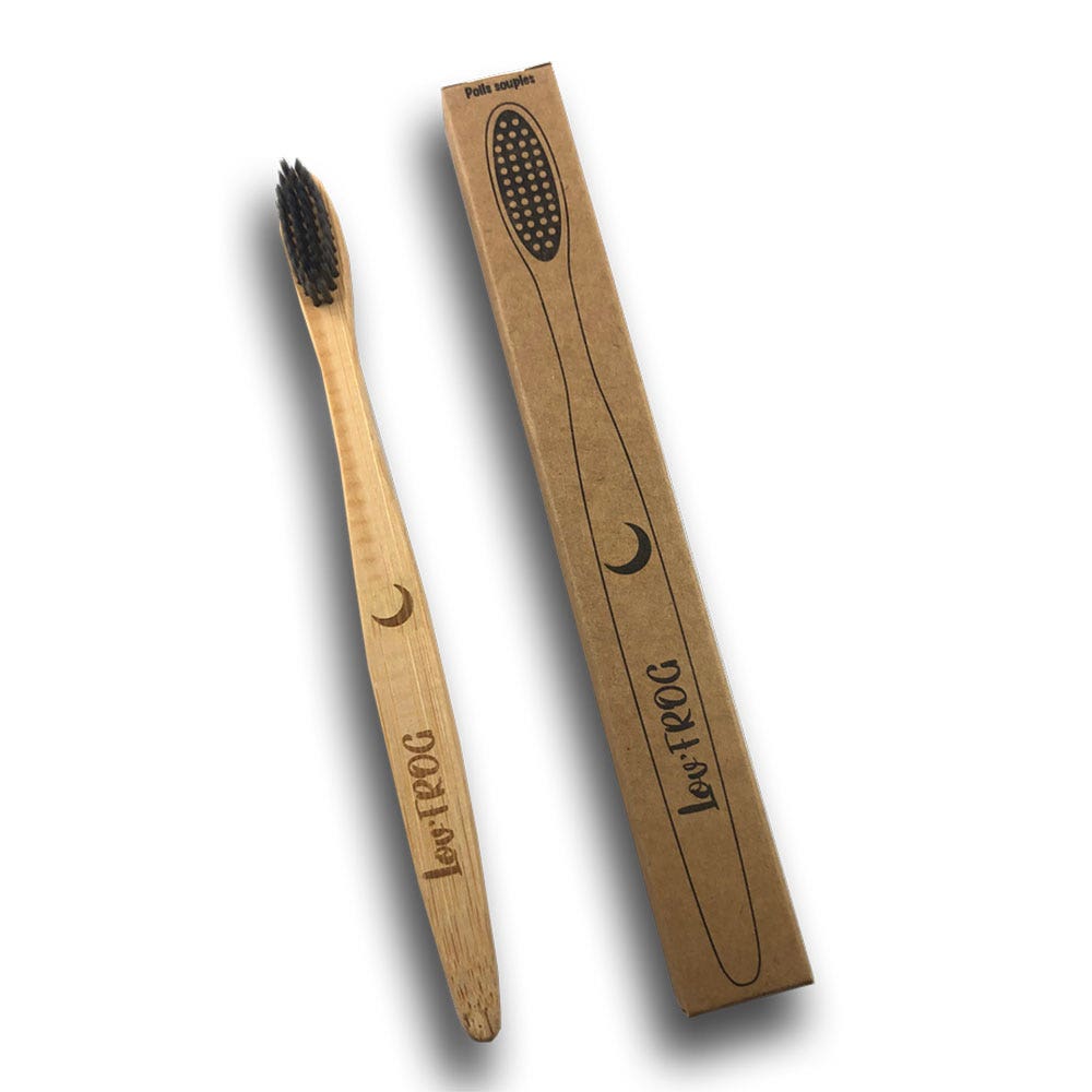 Lov'Frog Brosse à Dents Bambou Charbon Actif Adulte x1