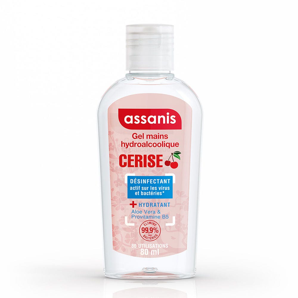 Assanis Pocket Parfumés Gel mains Hydroalcoolique Cerise 80ml