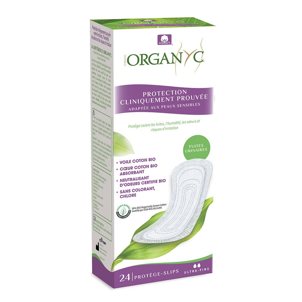 Organyc Protèges-slip pour fuites urinaires Incontinence légère x24