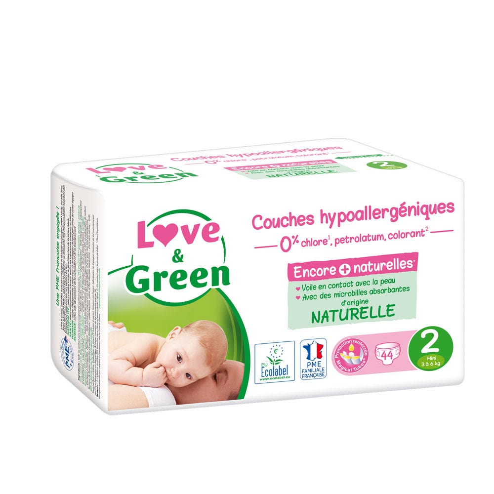 Couches hypoallergéniques Taille 2 x44 3 à 6kg Love&Green