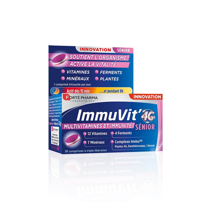 Forté Pharma ImmuVit'4G Immunité Sénior Vitamines Minéraux et Ferments 30 comprimés tri-couches