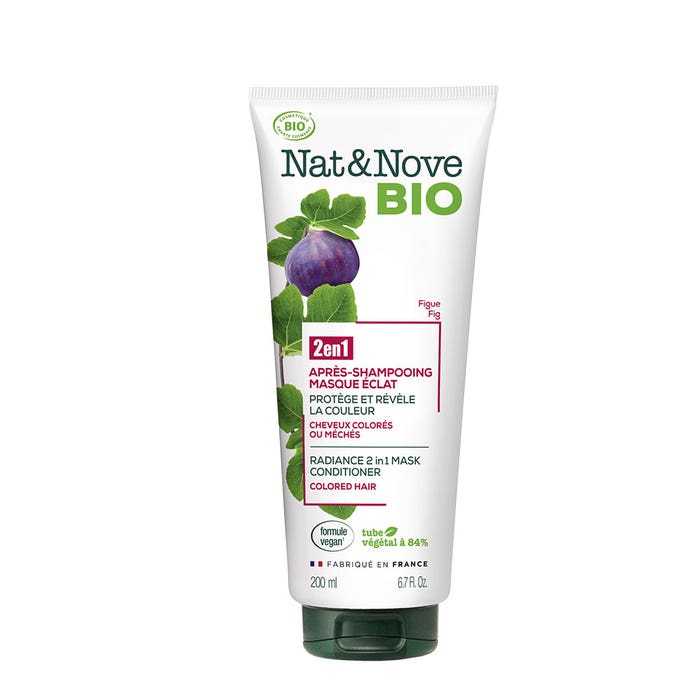 après-shampooing masque 2en1 éclat bio 200ml cheveux colorés ou méchés NAT&NOVE BIO