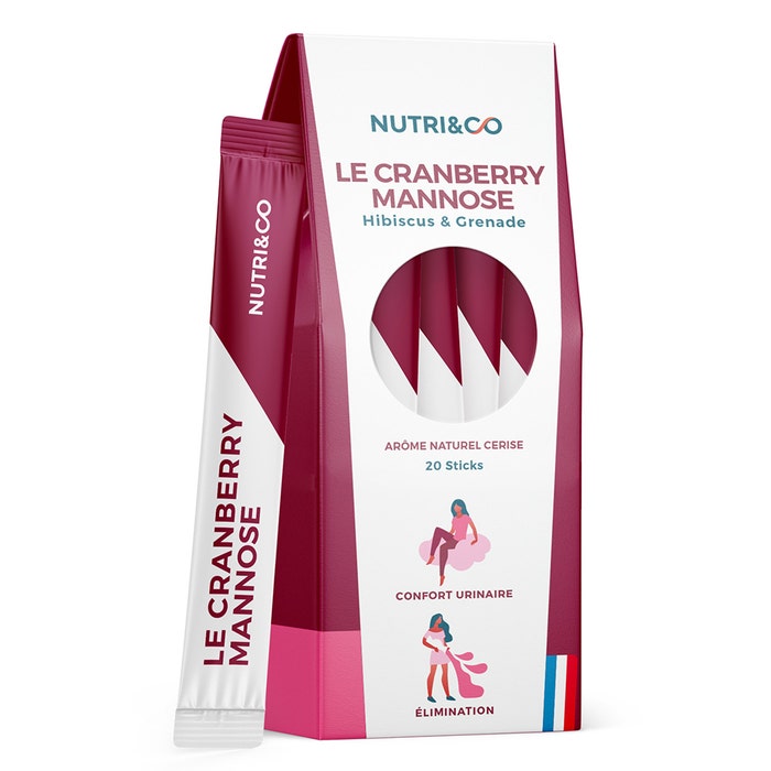 Cranberry Mannose Cure 20 sticks 4 Actifs Naturels Saveur Cerise NUTRI&CO