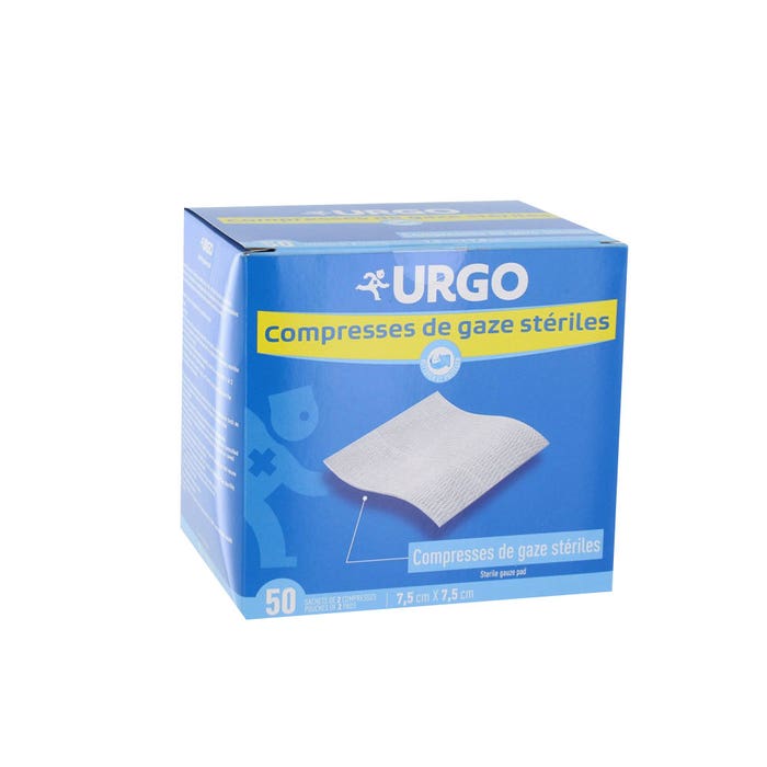 Urgo Compresses Stériles Gaze Hydrophile 7.5cmx7.5cm Boite de 50