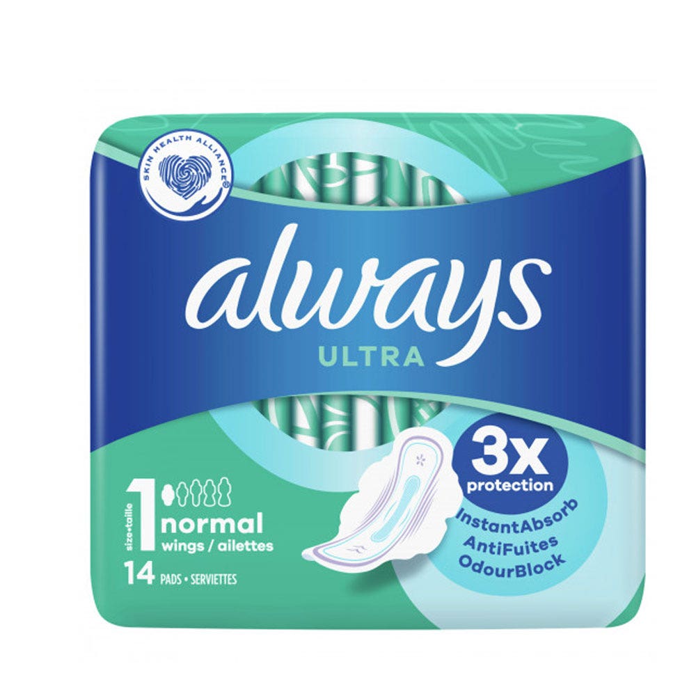 Always Ultra Serviettes hygiéniques Normal Avec Ailettes X14