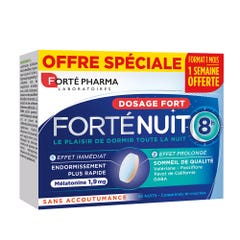 Forté Pharma Forté Nuit Sommeil 8H Mélatonine et Plantes Endormissement plus rapide et Sommeil de qualité 30 comprimés bi-couches