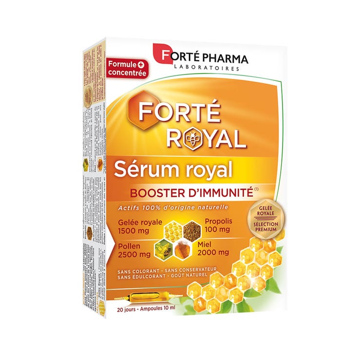 Sérum Immunité enrichi en Pollen, Miel, Gelée Royal et Propolis 20 ampoules Forté Royal Forté Pharma