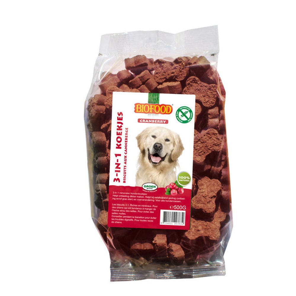 Biofood Biscuits 3-en-1 à la canneberge Pour Chien 500g
