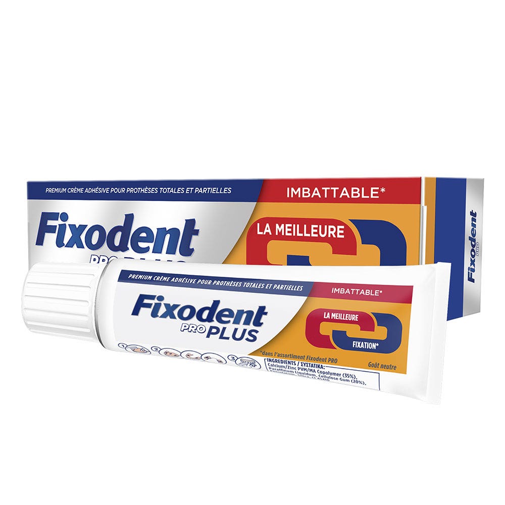 Fixodent Crème Adhésive Pour Prothèses Dentaires Pro plus 40g-Fixation ...